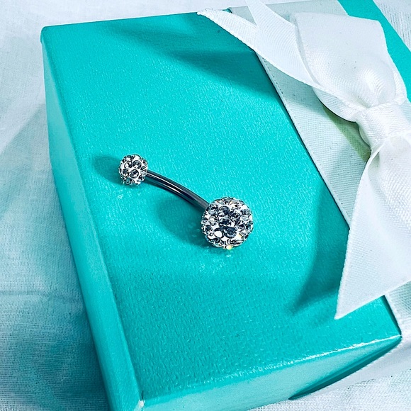Shamballa Bead 316 SS Icy Crystal CZ Belly Ring Belly Button Ring Jewelry - Picture 1 of 8